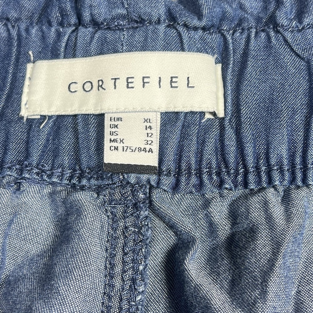 Women's Cortefiel Wide Leg Denim Pant Mid Rise Relaxed Hip & Thigh Blue Size 12 - Picture 8 of 8